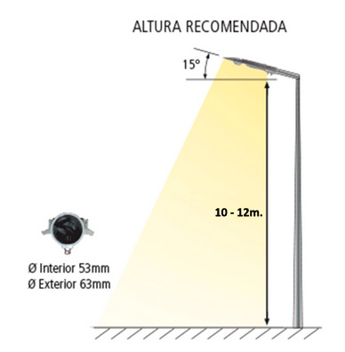 Imagen o diagrama de la altura de instalación de una lámpara luminaria SGT-COBRA 100 W.